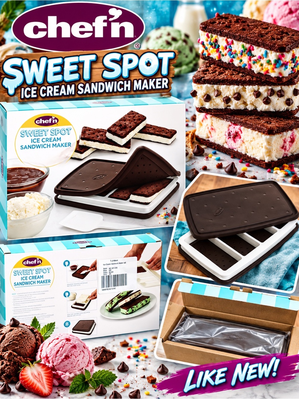 🍪🍦 Chef’n Sweet Spot Ice Cream Sandwich Maker – Like New! 🍦🍪
